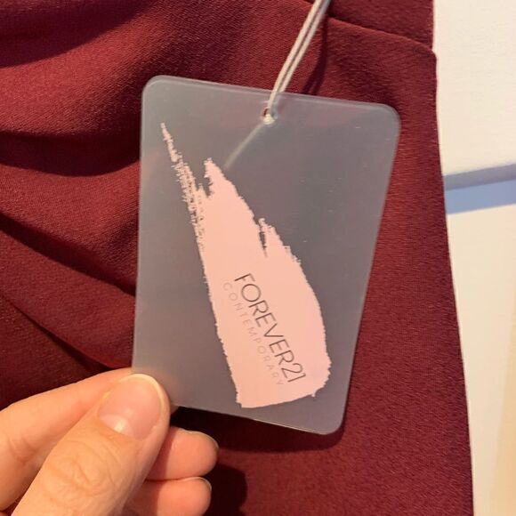 Forever 21 V-Neck MINI Stretch Dress Burgundy Wine Women’s Small (S) NWT - Picture 7 of 11